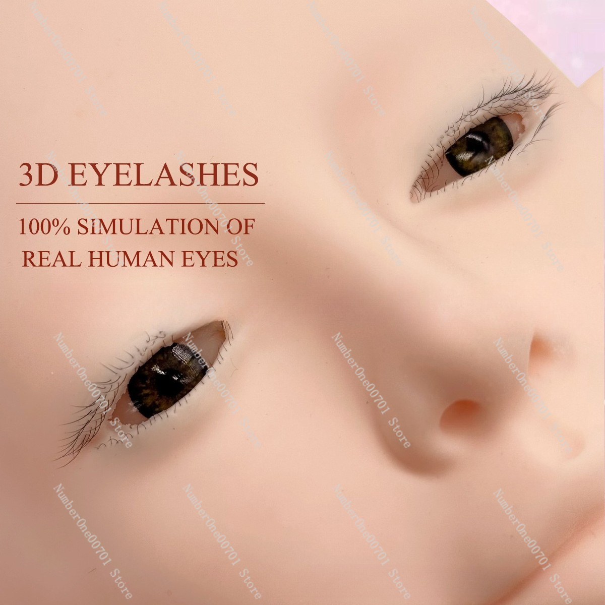 Eyelash Extension Open Eye - 3-laags siliconen mannequinhoofd met openende ogen,